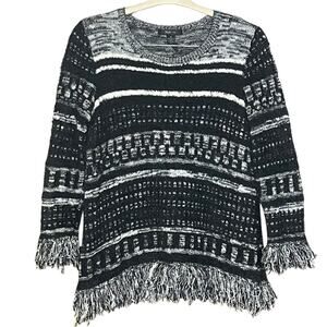 Style & Company sweater black white shaggy cozy comfy casual size medium